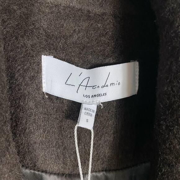 L'Academie Athena Coat Brown Button Front Oversized Collared Fuzzy Sz S - Picture 8 of 12